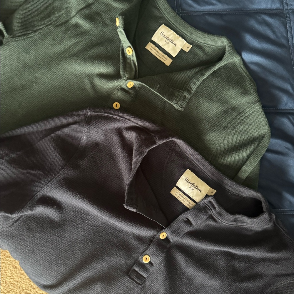 Goodfellow & Co Men's Henley - Green and Navy